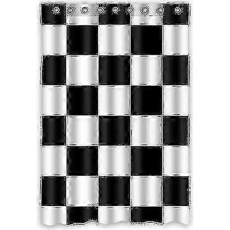 Rideau de douche à carreaux noirs et blancs Comfort Home Style, rideau de salle de bain 120 x 180 cm