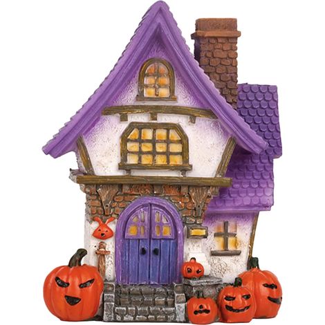 Porte-encens Village d'Halloween, orné de maisons hantées et de cottages de sorcières, idéal pour la maison, les fêtes et une décoration effrayante (1/5)