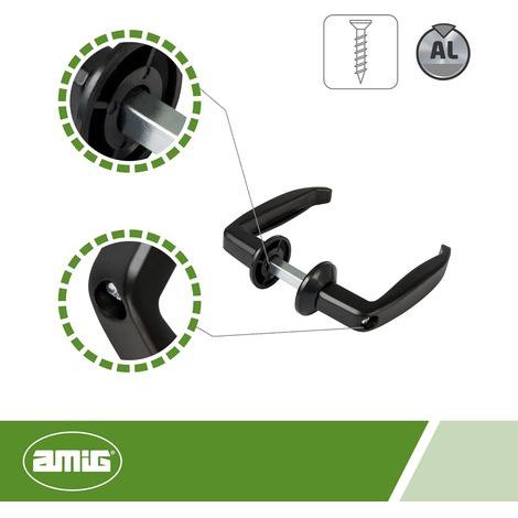 Lot de 4 Poignée Rosace Aluminium Noir Carré 8mm Pour Porte Intérieure Et Extérieure (1/5)