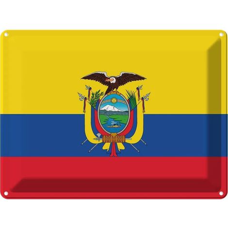Plaque métallique 30x40 cm Drapeau et armoiries de l'Équateur (1/5)