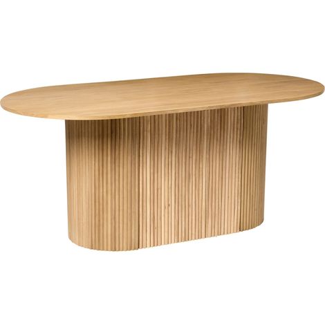 Dining Table Light Oak Venner on MDF Rubberwood Legs 180 x 90 cm For Dining Room Kitchen LUNNIN