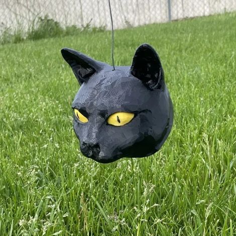 Mangeoire à écureuils en forme de tête de chat - Modèle imprimé en 3D - Noir