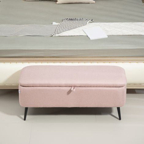 Panca contenitore HOMCOM con piano ribaltabile e gambe in acciaio per camera da letto, soggiorno, corridoio, 101x38,5x44,5 cm, rosa