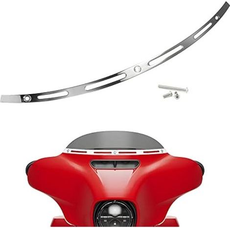 Garniture de Pare-Brise Fendue en Chrome Poli en Acier Inoxydable Compatible avec Harley 2014-2023 Touring Electra Glide Street Glide Ultra Limited Tri Glide Aluminium CNC Cut