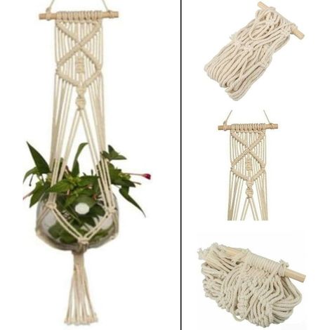 Suspension pour plantes en macramé, idéale l'intérieur et l'extérieur. Corde coton de 95 cm (1/5)