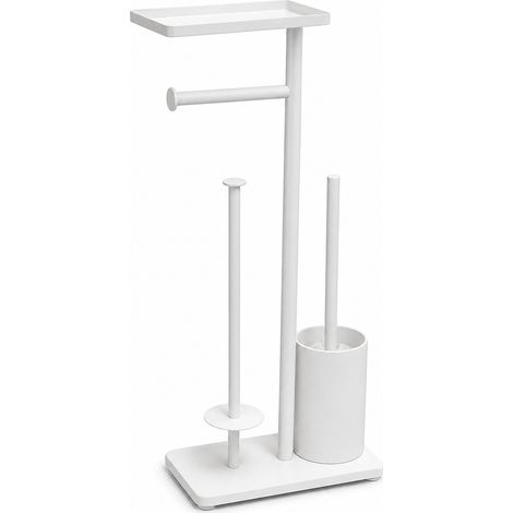 Free-Standing Toilet Paper Holder Steel for Bathroom White (1/5)