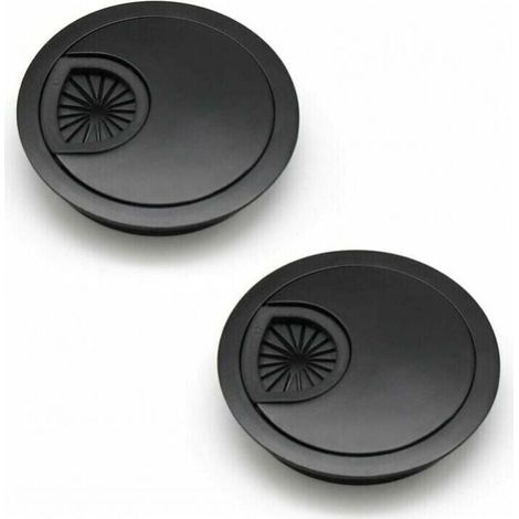 2-piece 60mm wiring hole cover zinc alloy threading box suitable for office desks and workbenches black (1/4)