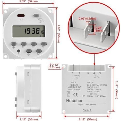 CN101A DC 12V 16A SPST Digitales programmierbares Flüssigkristall-Schaltrelais (1/4)