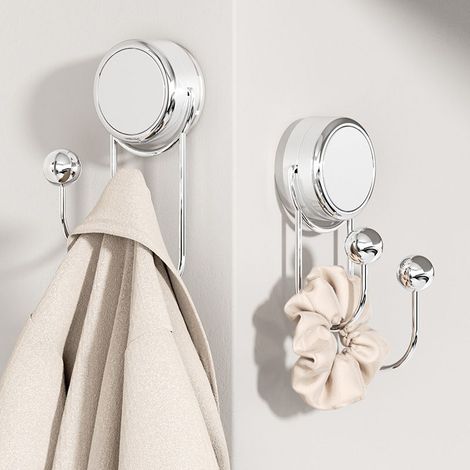 2 pieces of suction cup hooks punch free adhesive hooks super strong bathroom wall door kitchen bathroom (1/5)