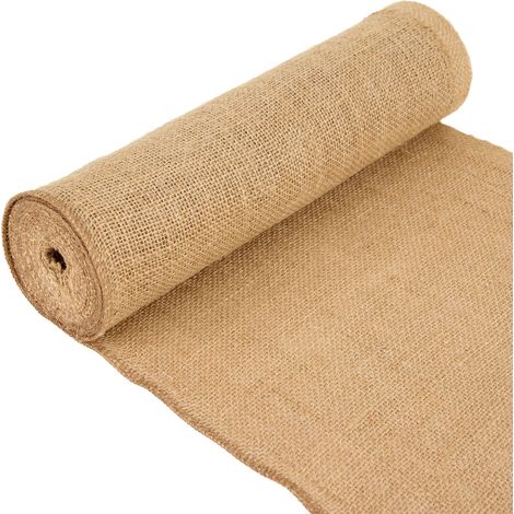 La Cordeline Runner da tavolo in tela di iuta naturale, 30 cm x 5 m, bordi cuciti per matrimoni, decorazioni, feste (1/5)
