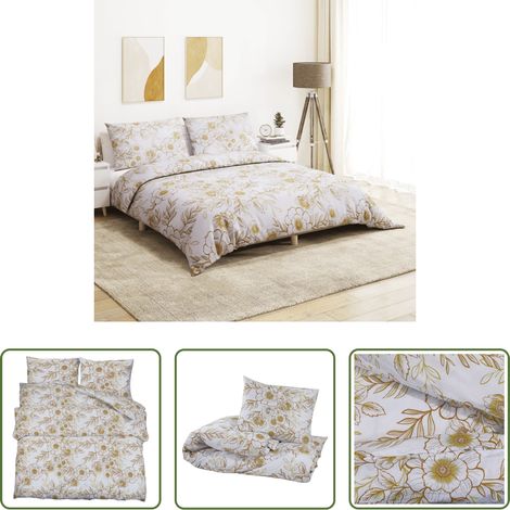 Housse de couette 100% coton - Ensemble de housse de couette blanc et marron 260x240 cm Coton (1/5)