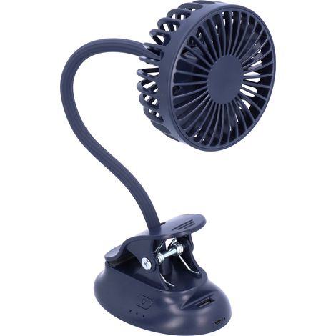 Petit ventilateur flexible bleu foncé avec câble USB et pince à angle réglable pour la maison, les dortoirs, l'école et l'extérieur (1/5)