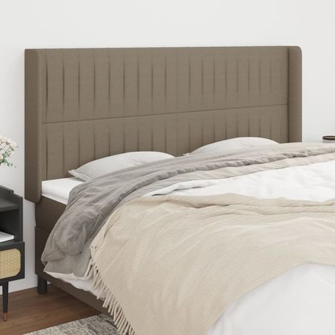 vidaXL Tête de lit avec oreilles Taupe 203x16x118/128 cm Tissu (1/5)