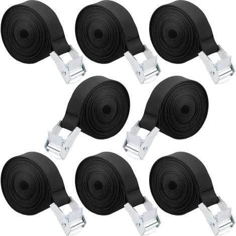 Ratschen-Spanngurt – 2,5 cm x 1 m – Für Motorrad, Auto, Fahrrad, Gepäck – 8er-Pack (1/5)