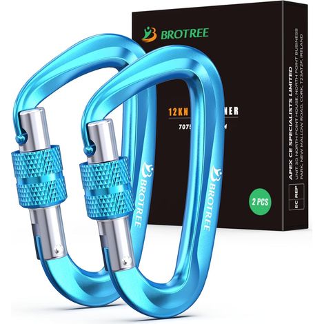 Aluminium Locking Carabiner 12KN (1200 kg) – Pack of 2 or 4 (1/5)