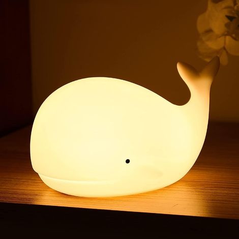 Veilleuse baleine LOVERUIS en silicone, 7 couleurs, variable intensifiée, minute 3 heures, décoration pour chambre d'enfant sur le thème de l'océan, cadet pour bébé (1/5)