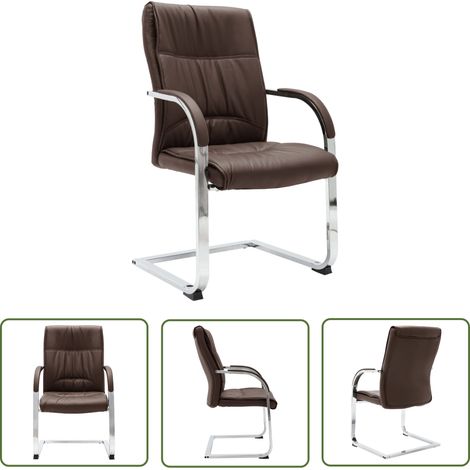 Chaise de bureau cantilever Fauteuil gamer - Chaise d'ordinateur Marron Similicuir BV443715 - BonneVie (1/5)