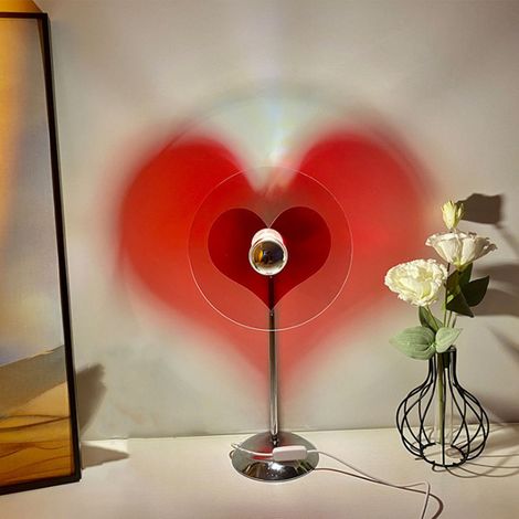 Kreative und stimmungsvolle herzförmige Projektionslampe, ideal für Schlaf- und Wohnzimmer, sehr beliebt auf Instagram. USB-Anschluss. (1/5)