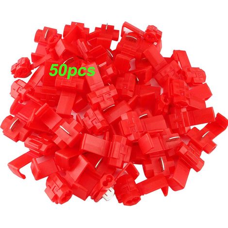 50Pcs Rapide Épissure Fils Connecteurs, Connecteur Dérivation Rapide, Raccords Auto-Dénudants, Cosse Electrique Connecteur Rapide (Rouge) (1/5)