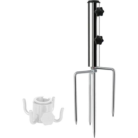 Pied de Parasol Plage, Support Parasol Plage avec 4 Piquets Pied Parasol Plage avec 4 Piquets Amovible Réglable, Fixation de Parasol d'Extérieur, pour Plage, Prairie, Sable (1/5)