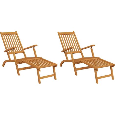 Maison Exclusive - Gartenliegen mit Fußteil 2 Stk. Massivholz Aka (1/5)