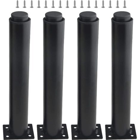 (25–42 cm, black) Set of 4 sturdy adjustable metal furniture legs for tables, beds and sofas (1/4)