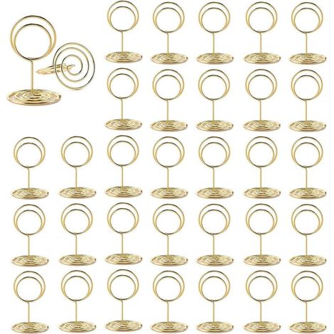 Lot de 30 porte-cartes de table avec pinces, porte-mémos, porte-cartes de table pour mariages, anniversaires, fêtes (ronds) (1/5)
