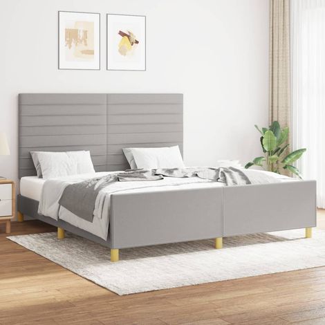 Cadre de lit sans matelas gris clair 160x200 cm tissu (1/5)