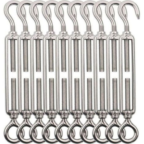 Tendeur de Câble - Acier Inoxydable - M5 - 10 Pièces - Crochet et Œil - Résistant à la corrosion