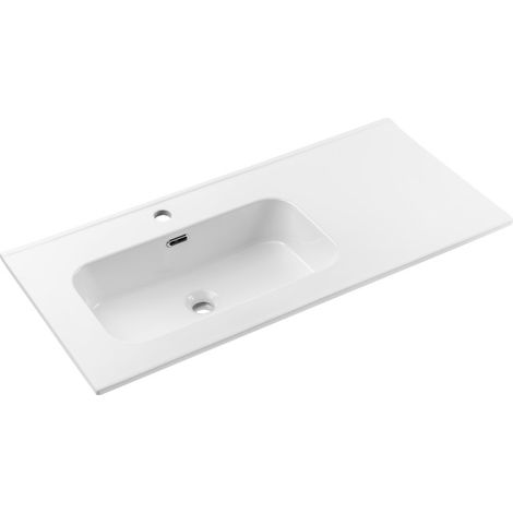 Vasque à encastrer en céramique blanche - Côté gauche - L 100 x P 46 cm - Livraison gratuite
