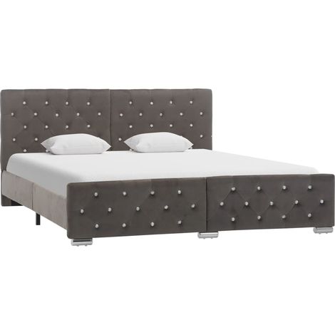 Lit double-160 x 200 cm, Cadre de lit, Lit adulte, Structure de lit Gris Velours 160x200 cm PDKEI59675 (1/5)