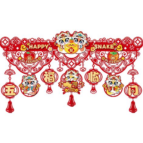 Türbanner zum Chinesischen Neujahr, 52 x 90 cm, aus Vliesstoff, Karton, Frühlingsfest-Türdekoration für Zuhause (1/3)