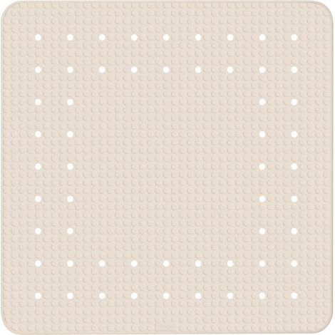 Tapis de douche beige - Tapis de douche antidérapant avec ventouses, Caoutchouc naturel, 54 x 54 cm, Beige (1/4)