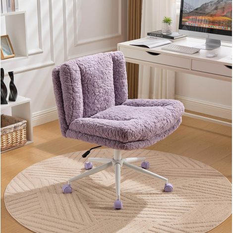 Silla de oficina 63x67x94 cm en tela de felpa violeta ajustable FloraGrace (1/5)