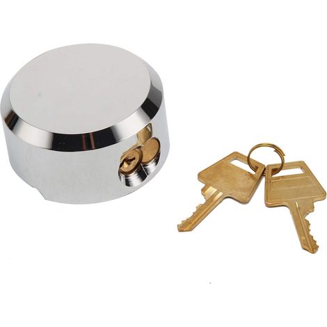 Fermer à clé Rondelle de hockey en acier chromé de 73 mm, Serrure de porte de remplacement pour camionnette robuste ronde à cadenas dissimulé en acier solide (1/5)