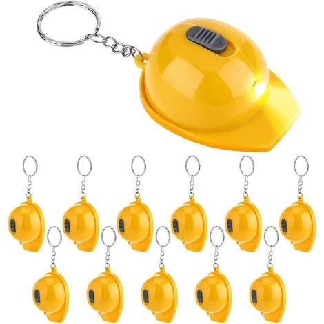 12 piezas de llaveros miniatura para linternas de construcción para cascos de construcción, llaveros pequeños para sombreros