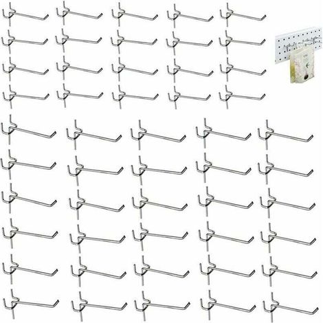 50 Pièces Crochet Mural Perforé, Mur Perforé à Crochet Simple, Crochets Panneaux Perforés, Crochet D'accessoire Mural Perforé, pour Panneau Perforé Porte Panneau Mural, Magasin, 3.3mm, 5cm/10cm,Starli (1/4)