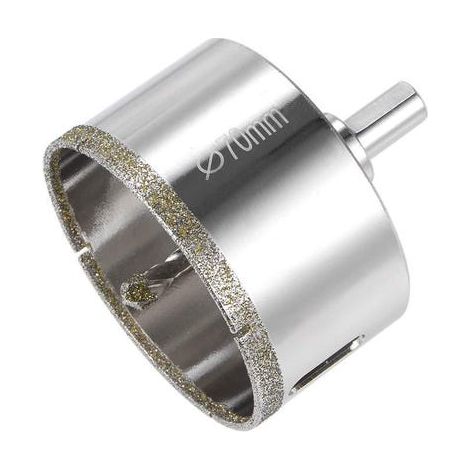 Scie cloche diamantée pour verre de 70 mm avec foret central pour céramique, carrelage, porcelaine, marbre (1/5)