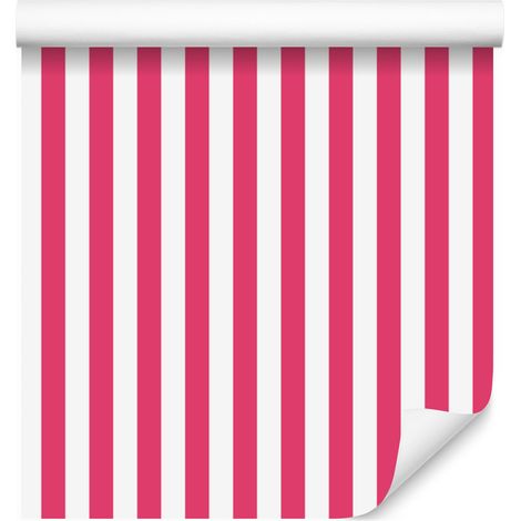 Puderrosa, rosa-weiß gestreifte Tapete für Wohn- und Schlafzimmer, 50 x 1000 cm (1/5)