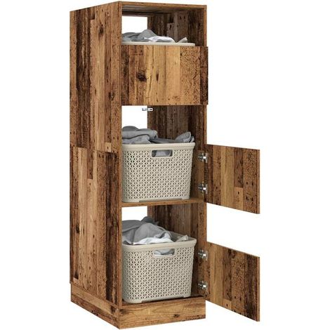 Meuble de Salle de Bain avec Lavabo Intégré, Armoire de Rangement en Bois d'Ingénierie Style Vintage, 50 x 68 x 162 cm (1/5)