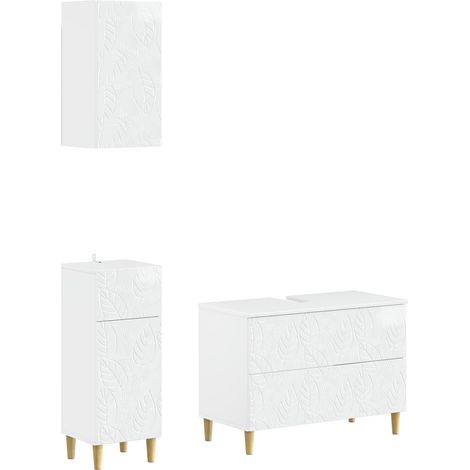 Juego de armarios de baño de 3 piezas DELFT Blanco Brillante vidaXL (1/5)