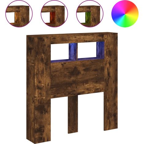 Maison Exclusive - Cabecero LED madera ingeniería roble ahumado 1
