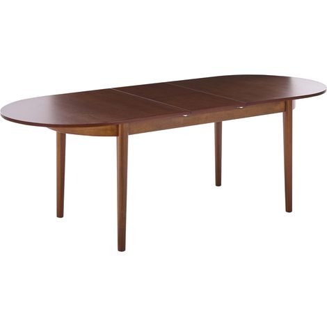 Mesa de comedor ovalada extensible moderna 180/220 x 90 cm patas de madera MDF madera de fresno oscuro Larto