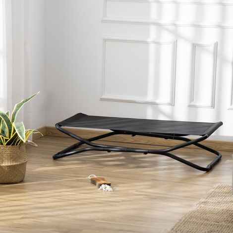 Cuccia rialzata per cani, pieghevole, con tessuto traspirante, per uso interno ed esterno, 111x65,5x19 cm, nera. (1/5)