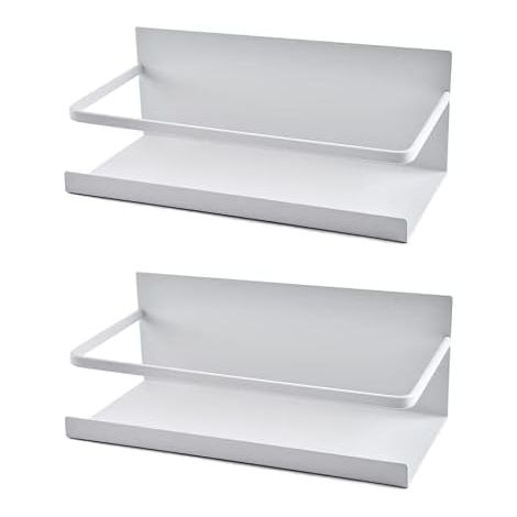 Set mit 2 magnetischen Edelstahl-Kühlschrankablagen, Hängeregal-Organizer (Weiß) (1/4)