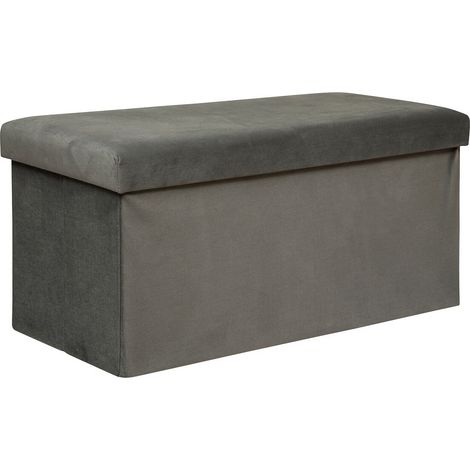 Pouf pliant et Coffre de rangement en tissu Gris 76 x 38 cm - Atmosphera (1/8)