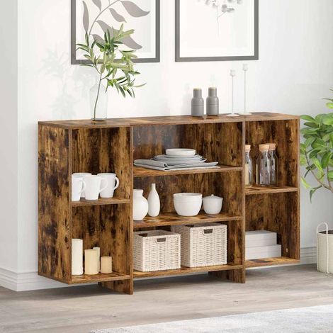 813065 vidaXL Sideboard Smoked Oak 120x30x75 cm Engineered Wood (1/5)