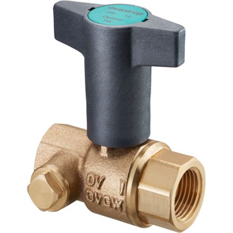 OVENTROP Trinkwasserkugelhahn Optibal TW mit Innengewinde und Entleerungsbohrung G 1/4 mit Stopfen verschlossen DN 20, Rp 3/4, Messing, bleifrei, 1078806