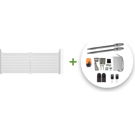 Portail Battant VOGEL motorisé 4m H.140cm Aluminium Blanc + Motorisation TANKER B250 (1/4)