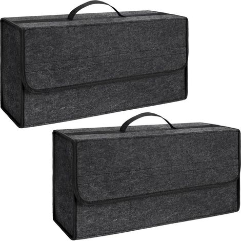 2x Faltbare Kofferraumtasche 20L Filz mit Deckel & Klettverschluss